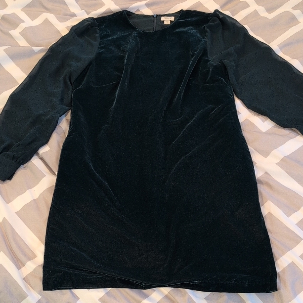 J. Crew Dark Green Velvet Dress